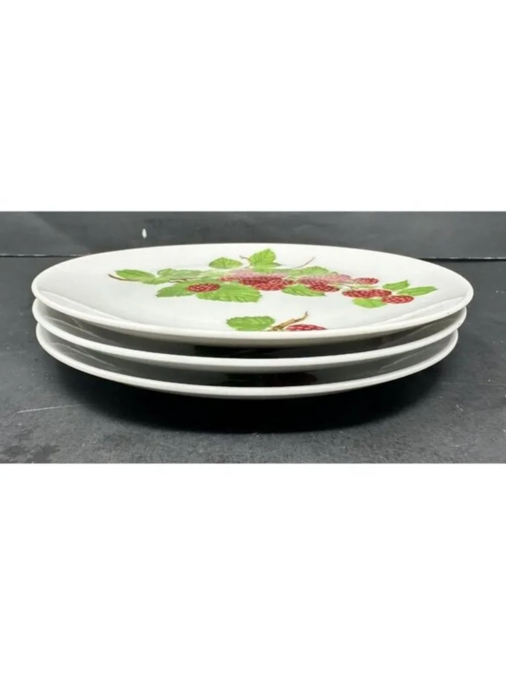 Vtg 1970s SEYMOUR MANN EDA FRAMBOISIER Salad Dessert Plates Set of 3 Raspberries - Picture 3 of 14